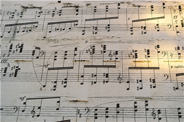 complicated sheet music with pencil markings